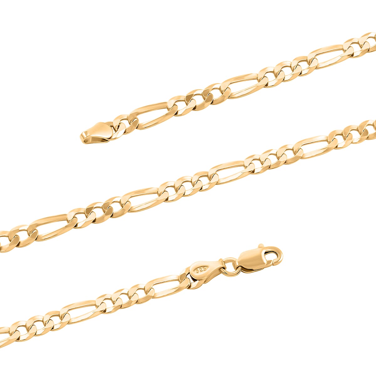 Italian 14K Yellow Gold Over Sterling Silver Figaro Necklace 24 Inches 11.40 Grams image number 2