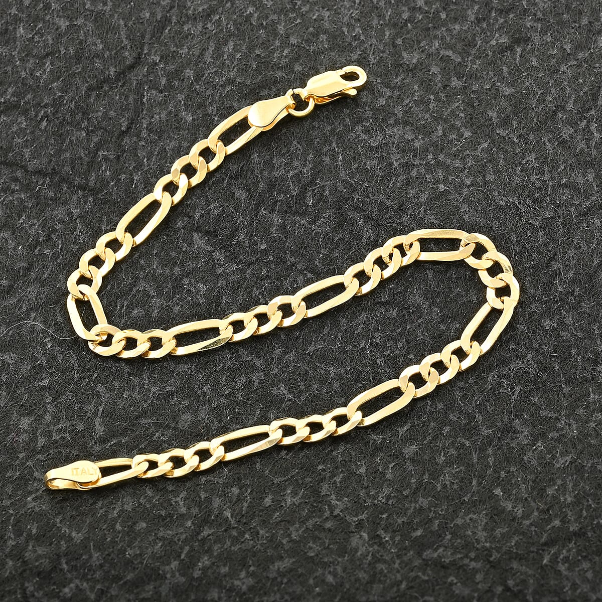 Italian 14K Yellow Gold Over Sterling Silver Figaro Bracelet (7.50 In) 3.80 Grams image number 1
