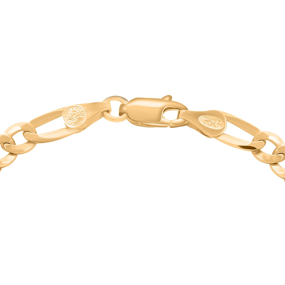 Italian 14K Yellow Gold Over Sterling Silver Figaro Bracelet (7.50 In) 3.80 Grams image number 3