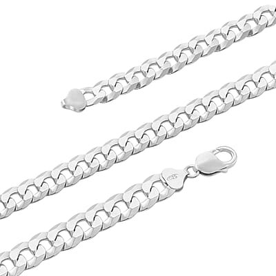 Italian Sterling Silver Flat Curb Necklace 20 Inches 69.05 Grams