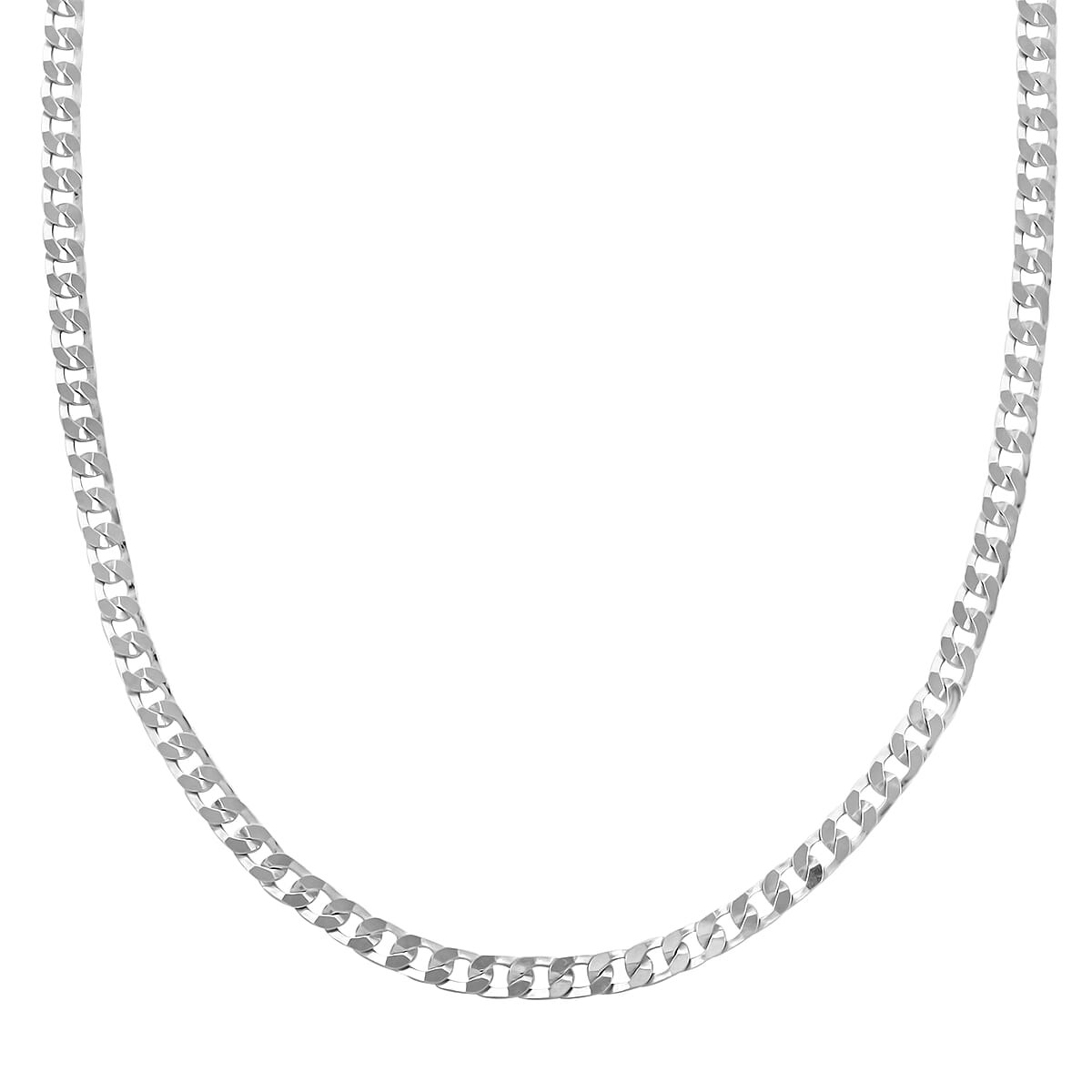 Italian Sterling Silver Flat Curb Chain Necklace 18-20 Inches 12.10 Grams image number 0