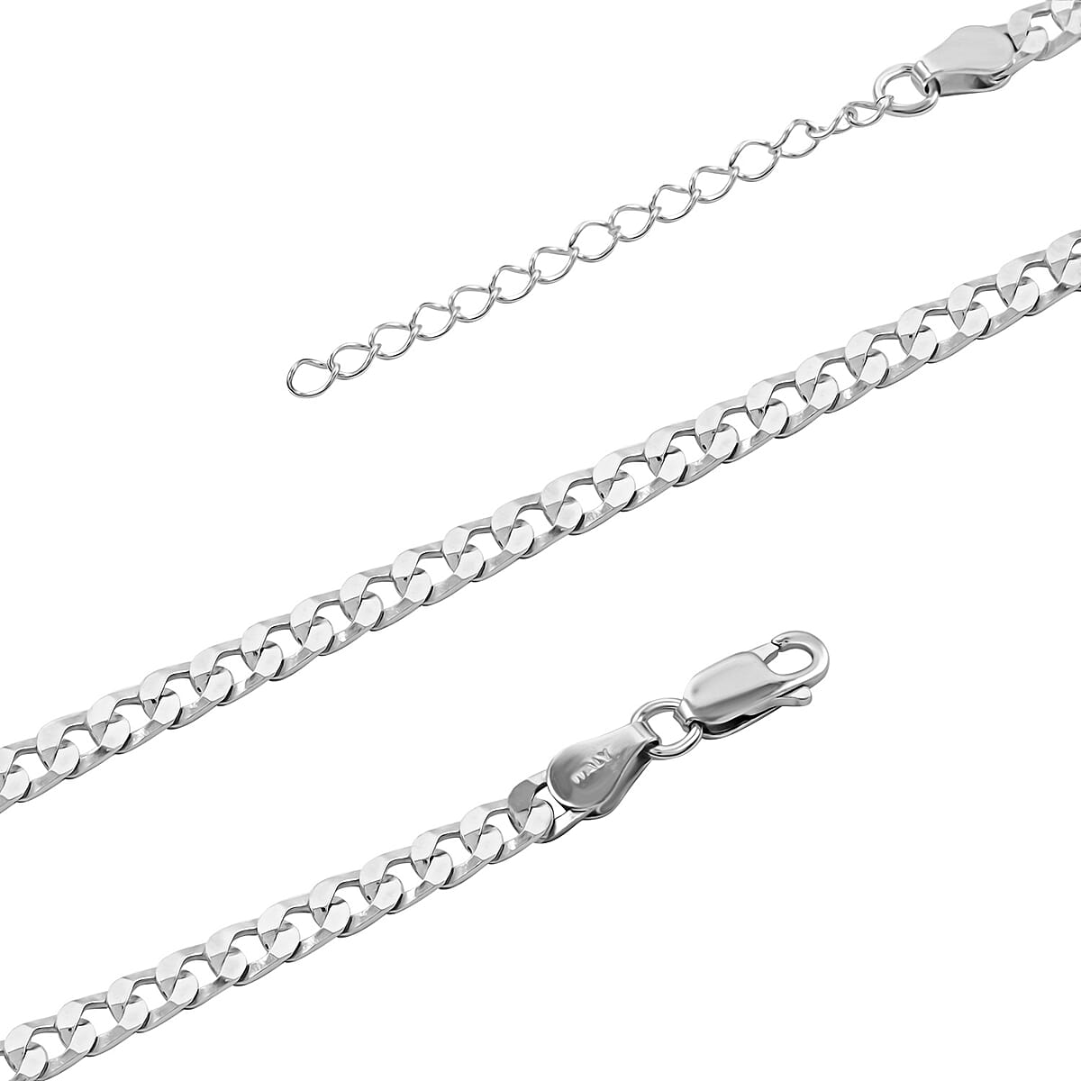 Italian Sterling Silver Flat Curb Chain Necklace 18-20 Inches 12.10 Grams image number 2