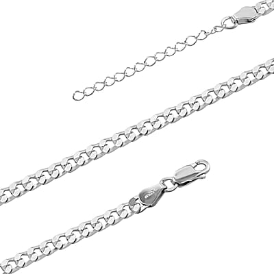 Italian Sterling Silver Flat Curb Chain Necklace 18-20 Inches 12.10 Grams