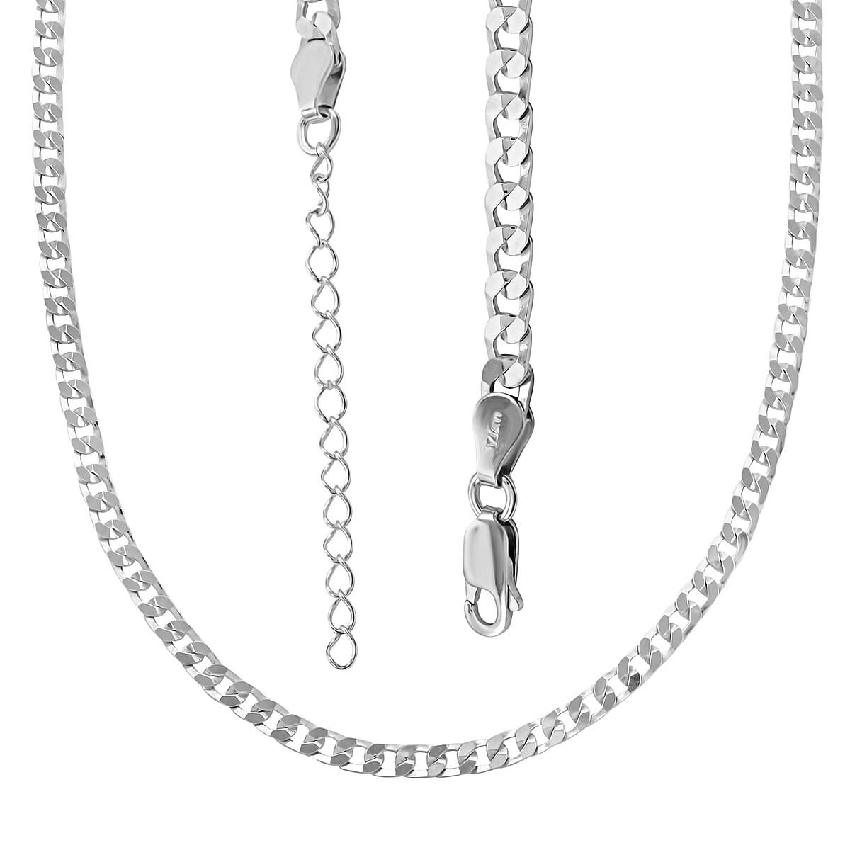 Italian Sterling Silver Flat Curb Chain Necklace 18-20 Inches 12.10 Grams image number 3