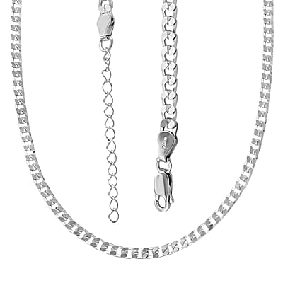 Italian Sterling Silver Flat Curb Chain Necklace 18-20 Inches 12.10 Grams