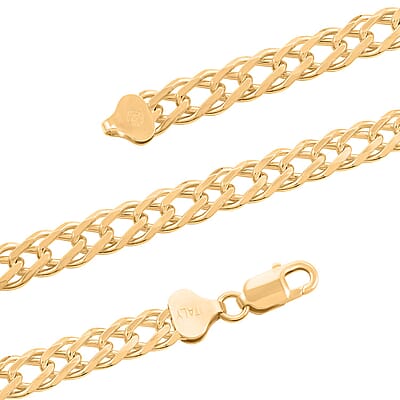 Italian 14K Yellow Gold Over Sterling Silver Rombo Chain Necklace 20 Inches 20.50 Grams