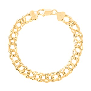 Italian 14K Yellow Gold Over Sterling Silver Rombo Chain Bracelet (7.50 In) 7.90 Grams