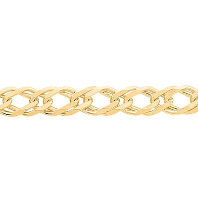 Italian 14K Yellow Gold Over Sterling Silver Rombo Chain Bracelet (7.50 In) 7.90 Grams