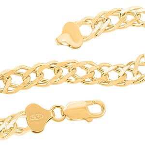 Italian 14K Yellow Gold Over Sterling Silver Rombo Chain Bracelet (7.50 In) 7.90 Grams