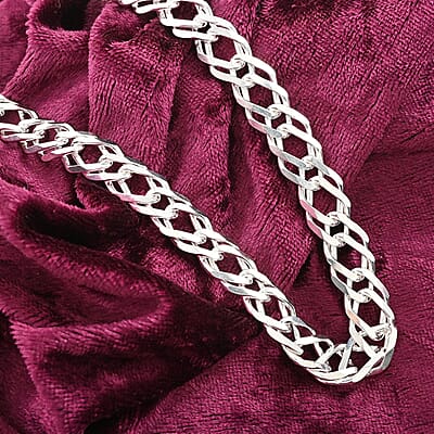Italian Sterling Silver Rombo Chain Necklace 20 Inches 43.75 Grams