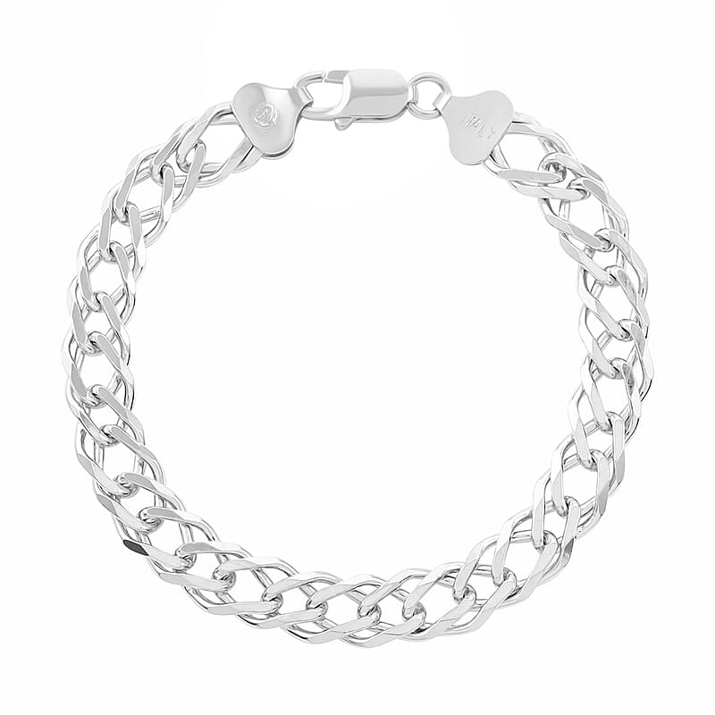 Italian Sterling Silver Rombo Chain Bracelet (8.00 In) 17.75 Grams