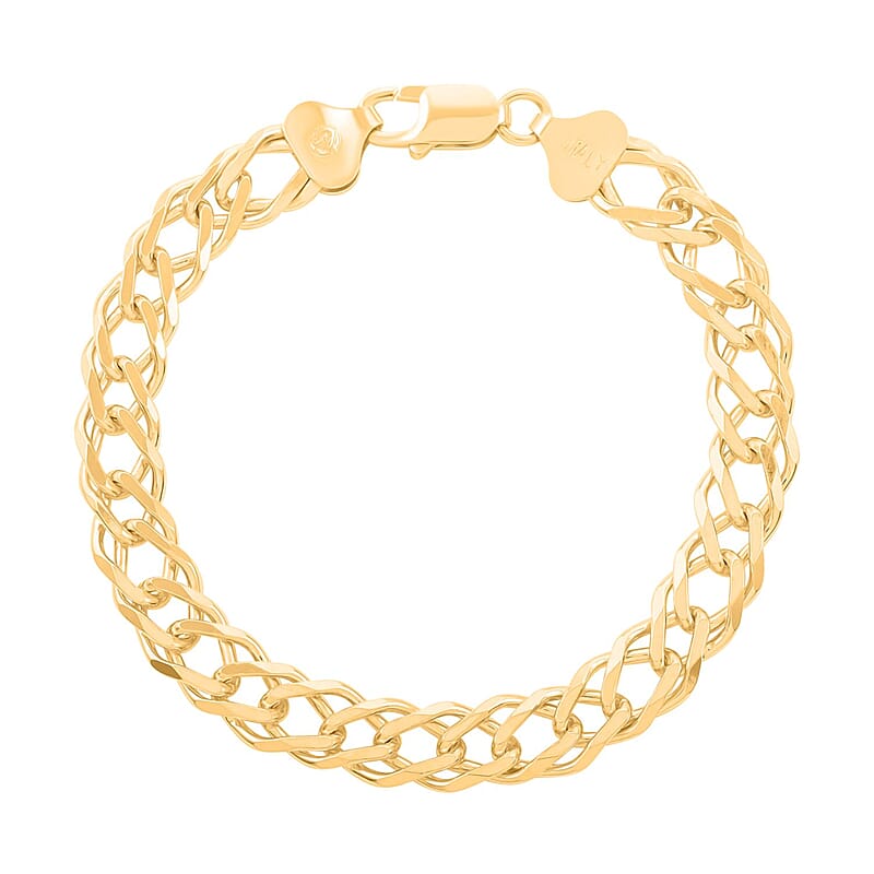 Italian 14K Yellow Gold Over Sterling Silver Rombo Chain Bracelet (8.00 In) 17.80 Grams
