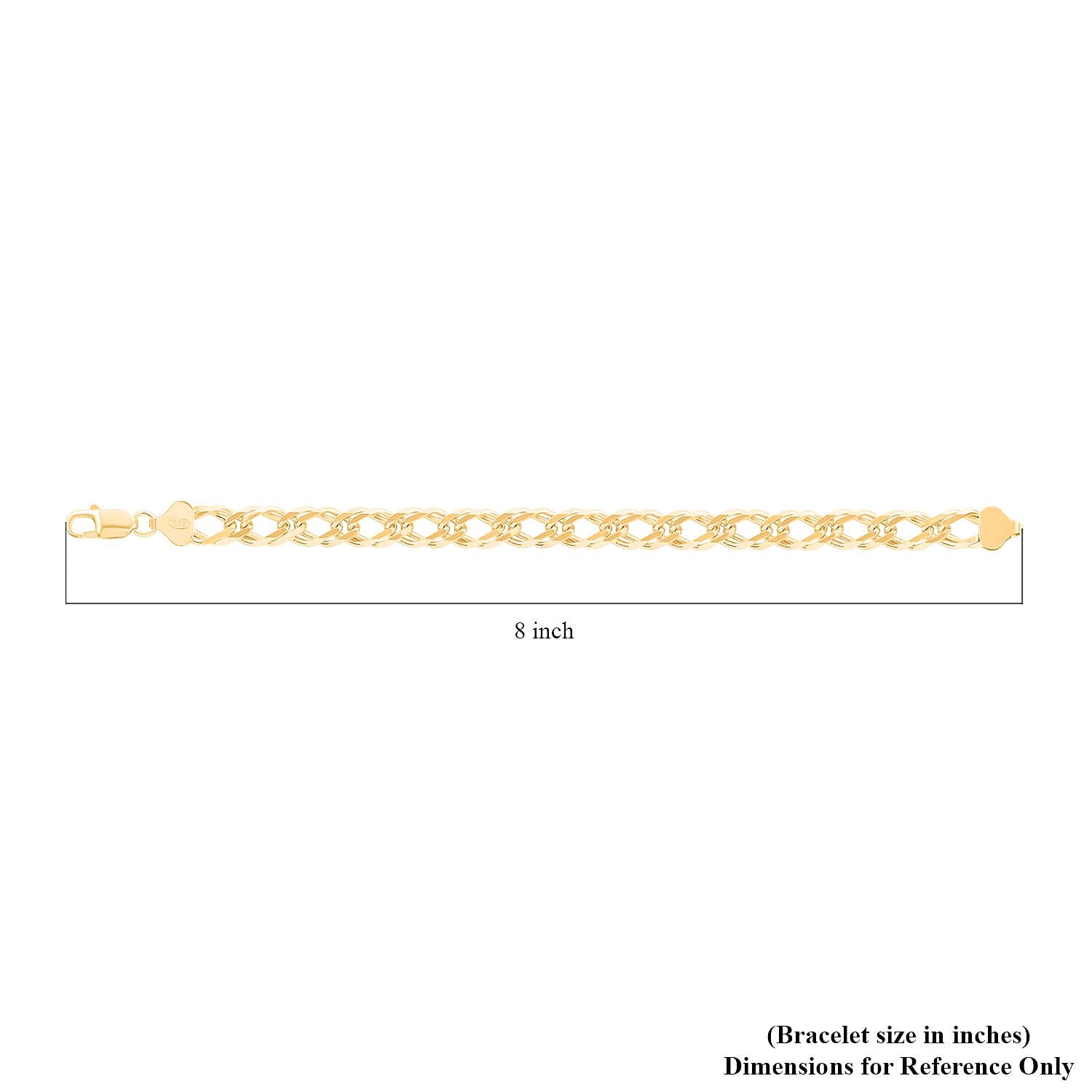 Italian 14K Yellow Gold Over Sterling Silver Rombo Chain Bracelet (8.00 In) 17.80 Grams