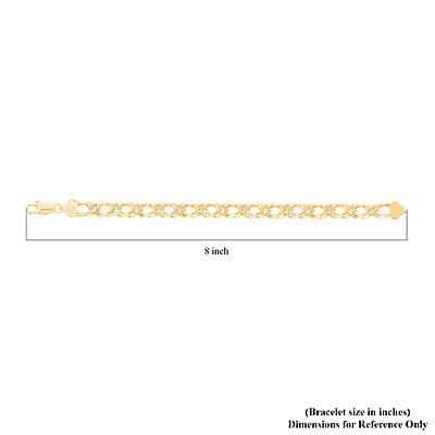 Italian 14K Yellow Gold Over Sterling Silver Rombo Chain Bracelet (8.00 In) 17.80 Grams