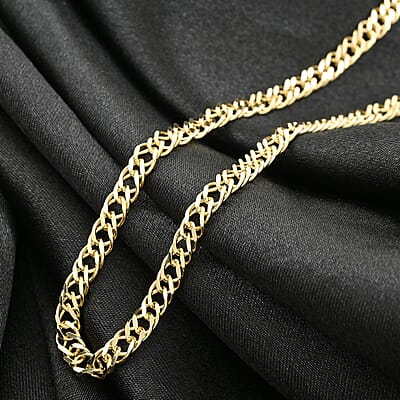 Italian Rombo Chain Necklace in 14K Yellow Gold Over Sterling Silver 18-20 Inches 8.50 Grams