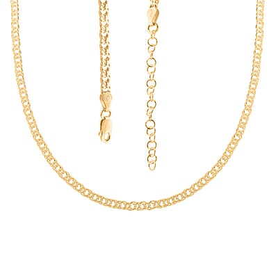 Italian Rombo Chain Necklace in 14K Yellow Gold Over Sterling Silver 18-20 Inches 8.50 Grams