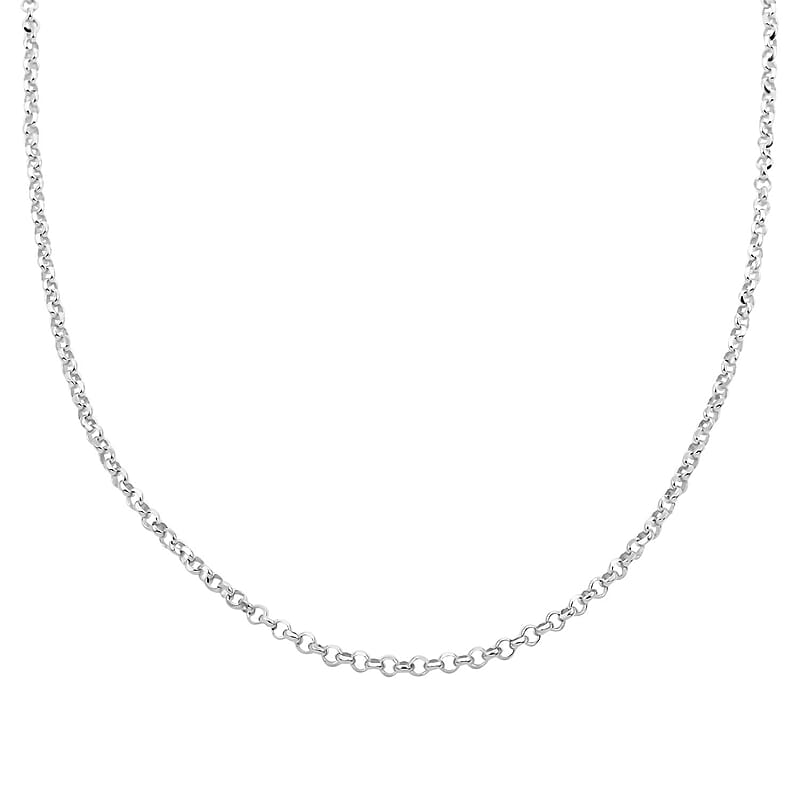 Italian Sterling Silver Flat Rolo Diamond-cut Chain Necklace 24 Inches 12.70 Grams