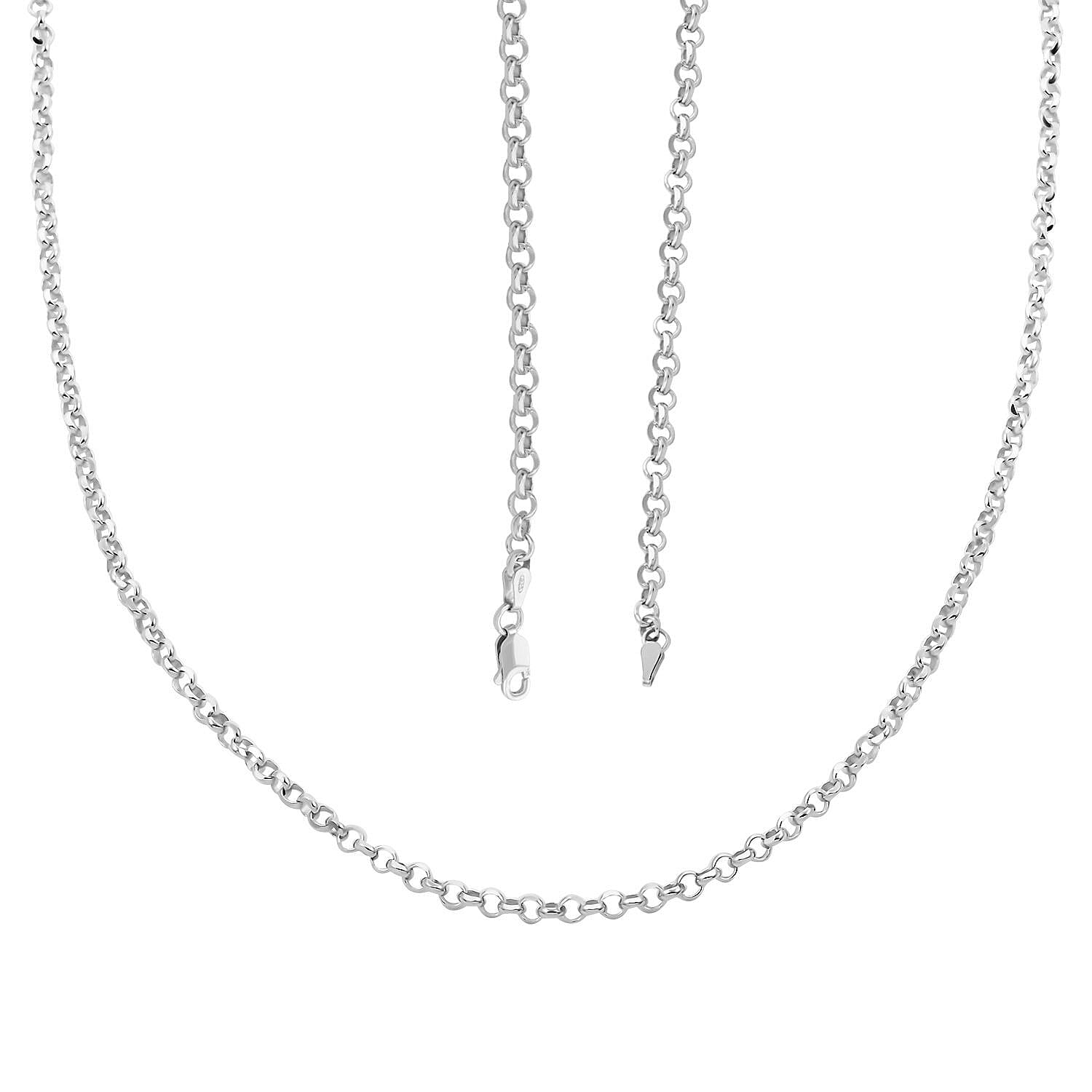 Italian Sterling Silver Flat Rolo Diamond-cut Chain Necklace 24 Inches 12.70 Grams