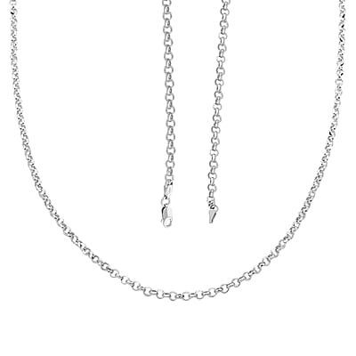Italian Sterling Silver Flat Rolo Diamond-cut Chain Necklace 24 Inches 12.70 Grams
