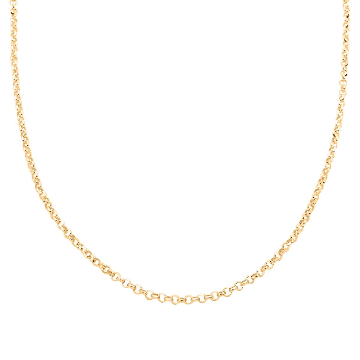 Italian 14K Yellow Gold Over Sterling Silver Flat Rolo Diamond-cut Chain Necklace 24 Inches 12.70 Grams image number 0