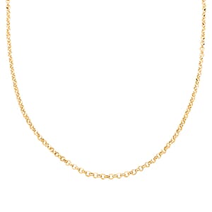 Italian 14K Yellow Gold Over Sterling Silver Flat Rolo Diamond-cut Chain Necklace 24 Inches 12.70 Grams