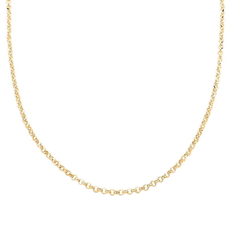 Italian 14K Yellow Gold Over Sterling Silver Flat Rolo Diamond-cut Chain Necklace 24 Inches 12.70 Grams