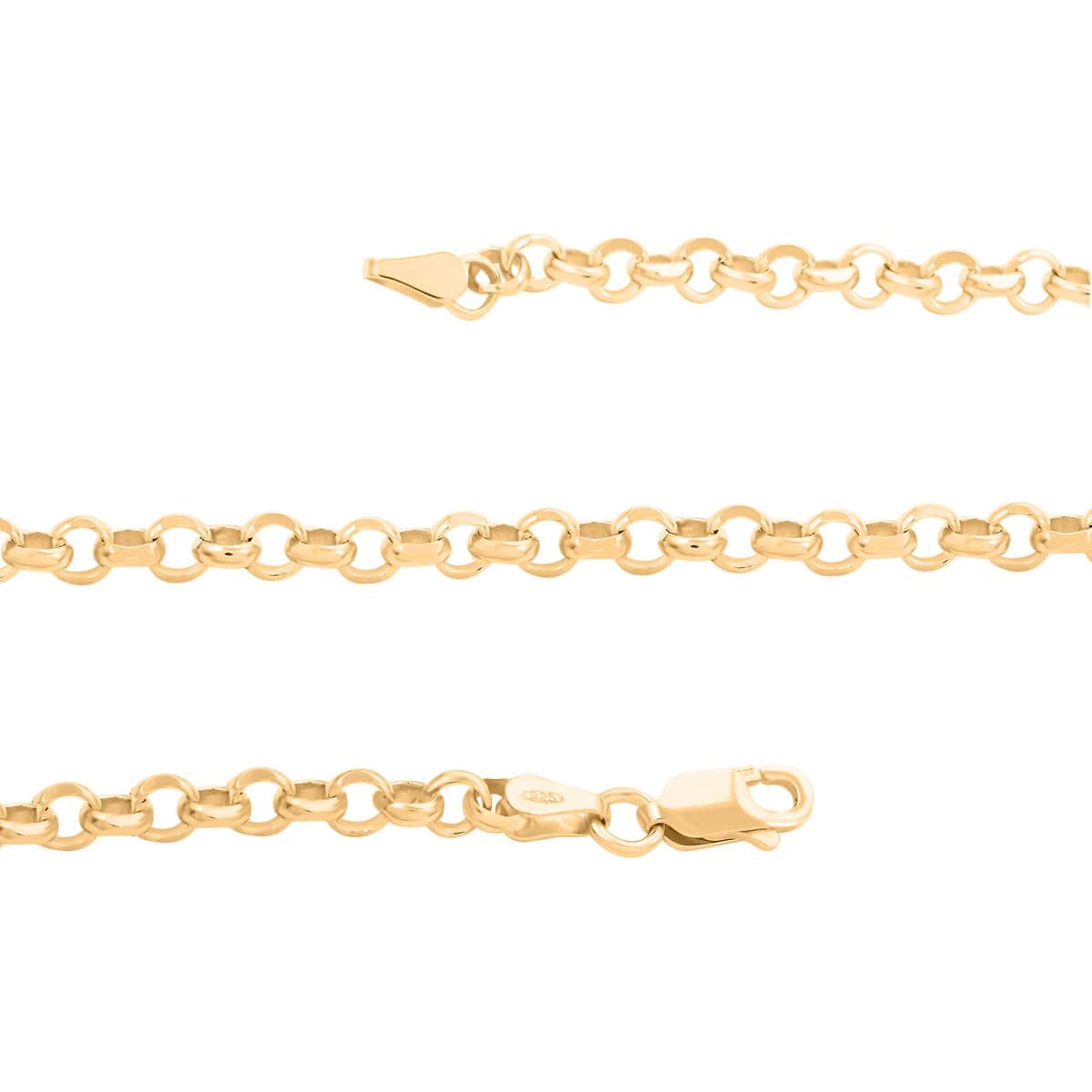 Italian 14K Yellow Gold Over Sterling Silver Flat Rolo Diamond-cut Chain Necklace 24 Inches 12.70 Grams image number 2