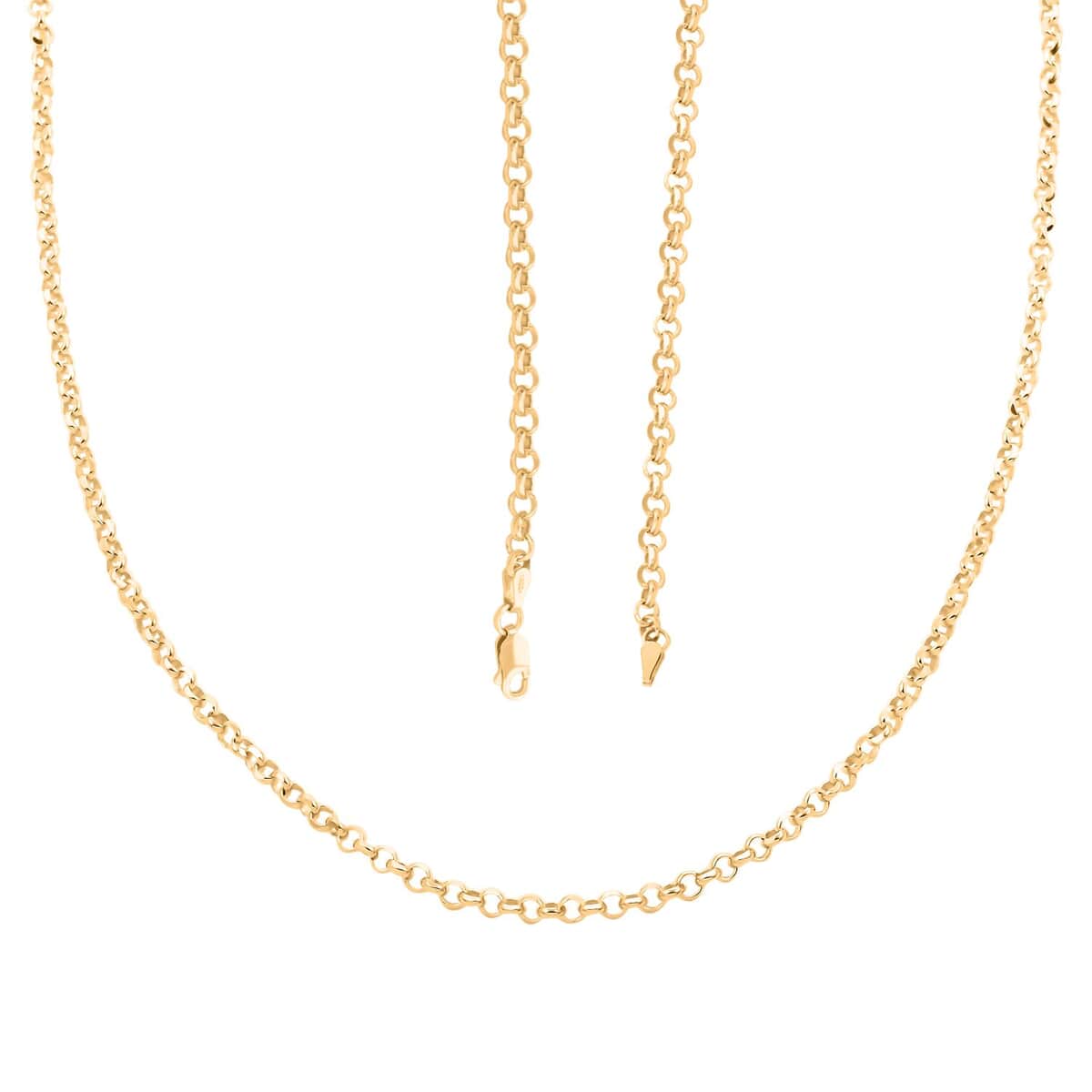 Italian 14K Yellow Gold Over Sterling Silver Flat Rolo Diamond-cut Chain Necklace 24 Inches 12.70 Grams image number 3