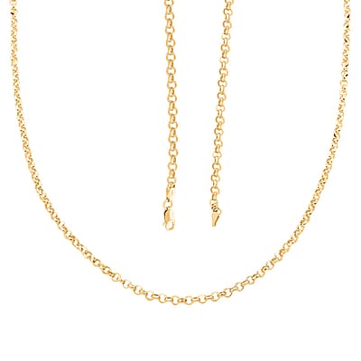 Italian 14K Yellow Gold Over Sterling Silver Flat Rolo Diamond-cut Chain Necklace 24 Inches 12.70 Grams