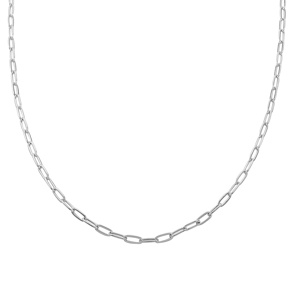 Italian Sterling Silver Paper Clip Chain Necklace 24 Inches 12.45 Grams image number 0