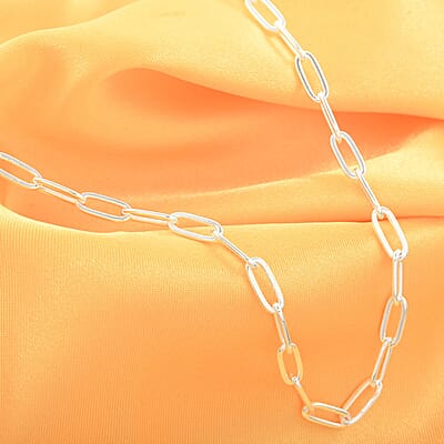 Italian Paper Clip Chain Necklace in Sterling Silver 24 Inches 12.45 Grams