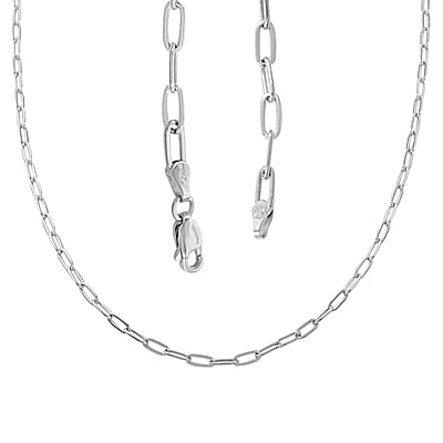 Italian Paper Clip Chain Necklace in Sterling Silver 24 Inches 12.45 Grams