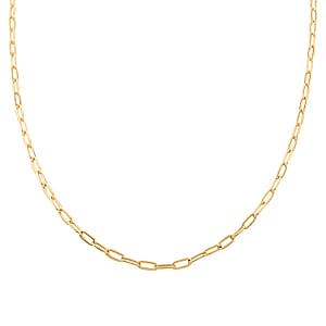 Italian 14K Yellow Gold Over Sterling Silver Paper Clip Necklace 24 Inches 12.30 Grams
