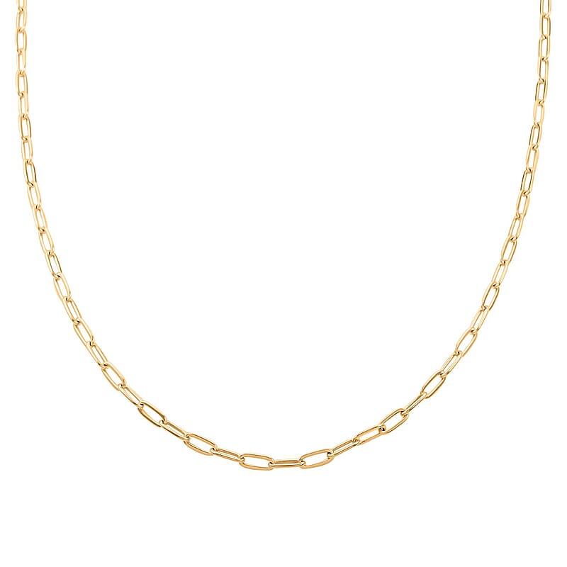 Italian 14K Yellow Gold Over Sterling Silver Paper Clip Necklace 24 Inches 12.30 Grams