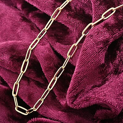 Italian 14K Yellow Gold Over Sterling Silver Paper Clip Necklace 24 Inches 12.30 Grams