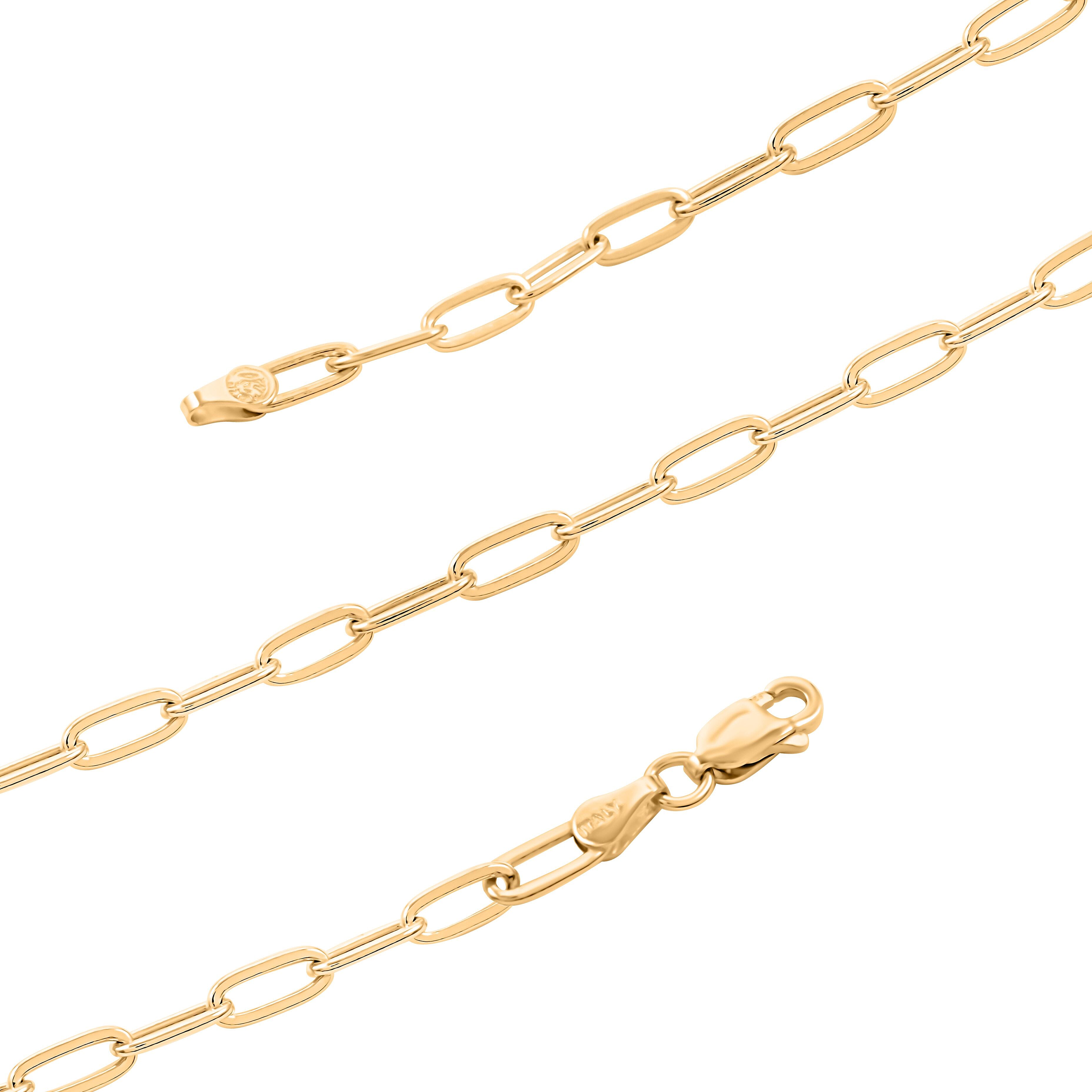 Italian 14K Yellow Gold Over Sterling Silver Paper Clip Necklace 24 Inches 12.30 Grams
