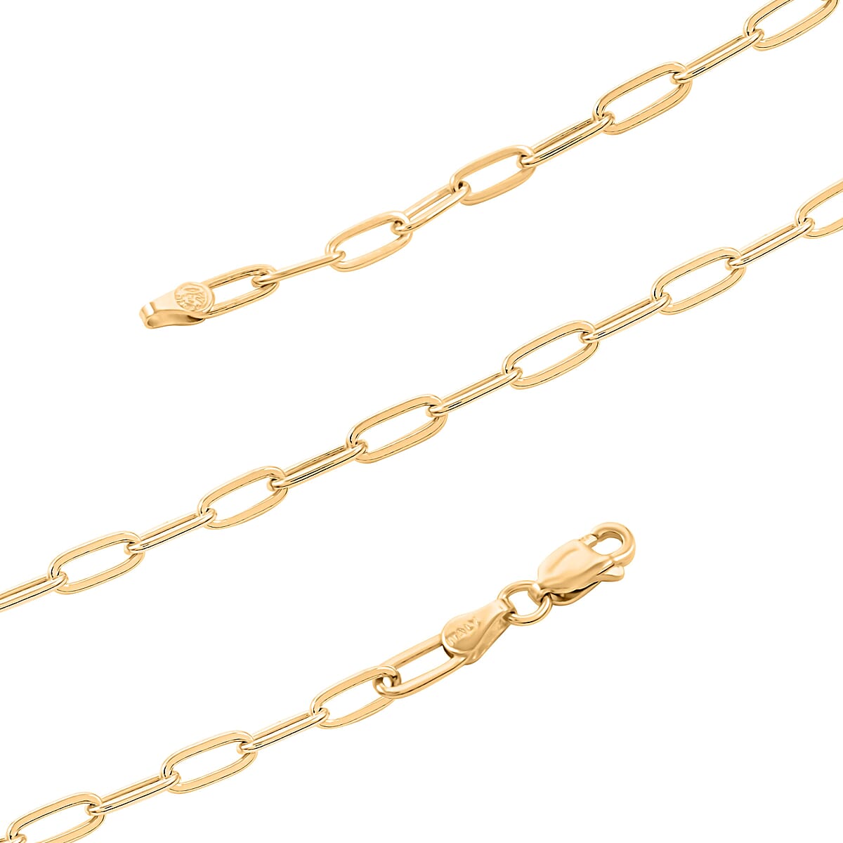 Italian 14K Yellow Gold Over Sterling Silver Paper Clip Necklace 24 Inches 12.30 Grams image number 2