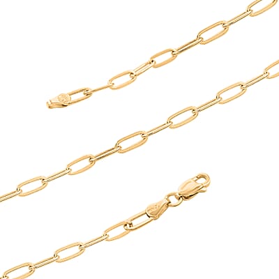 Italian 14K Yellow Gold Over Sterling Silver Paper Clip Necklace 24 Inches 12.30 Grams