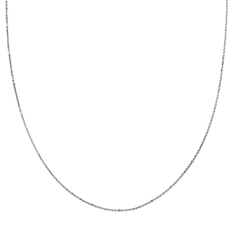 Italian Rhodium Over Sterling Silver Brillantina Chain Necklace 24 Inches 2.50 Grams