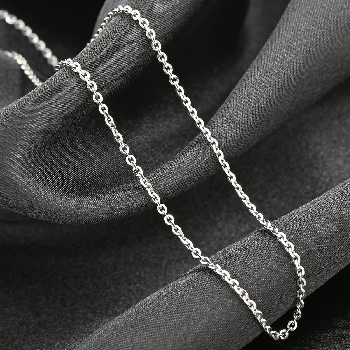 Italian Rhodium Over Sterling Silver Brillantina Chain Necklace 24 Inches 2.50 Grams image number 1