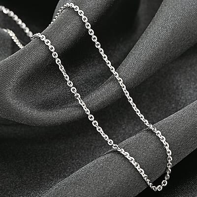 Italian Rhodium Over Sterling Silver Brillantina Chain Necklace 24 Inches 2.50 Grams
