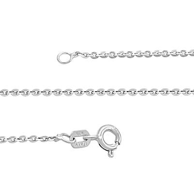 Italian Rhodium Over Sterling Silver Brillantina Chain Necklace 24 Inches 2.50 Grams