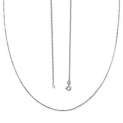 Italian Rhodium Over Sterling Silver Brillantina Chain Necklace 24 Inches 2.50 Grams