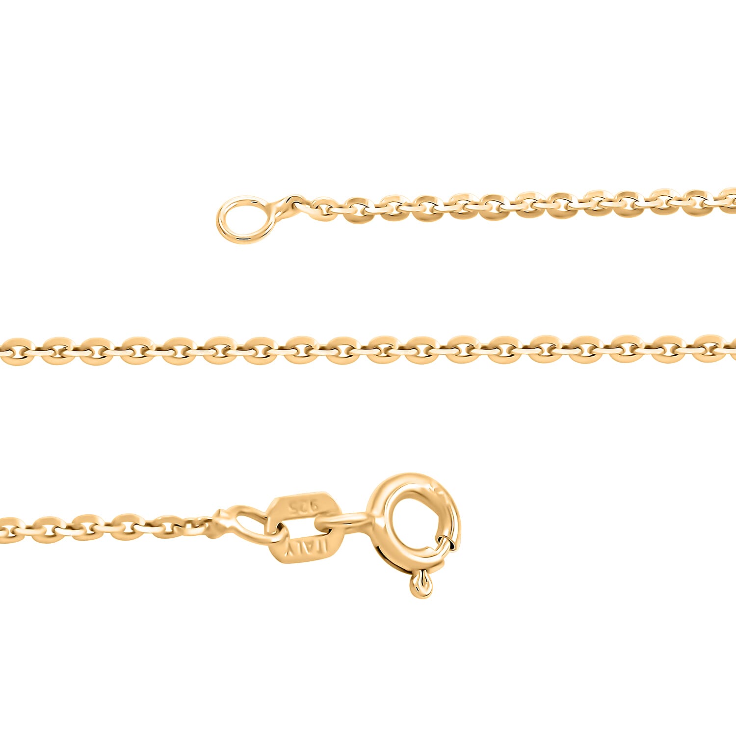 Italian 14K Yellow Gold Over Sterling Silver Brillantina Chain Necklace 24 Inches 2.50 Grams