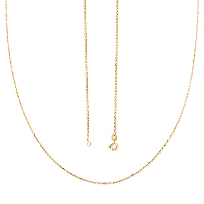 Italian 14K Yellow Gold Over Sterling Silver Brillantina Chain Necklace 24 Inches 2.50 Grams