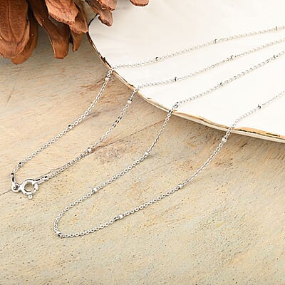 Italian Rhodium Over Sterling Silver Cube Diamond-cut Chain Necklace 24 Inches 1.90 Grams