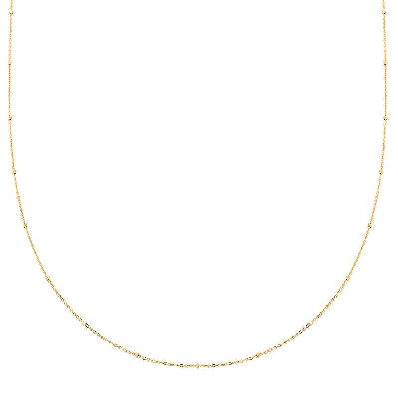 Italian 14K Yellow Gold Over Sterling Silver Cube Diamond-cut Chain Necklace 24 Inches 1.90 Grams