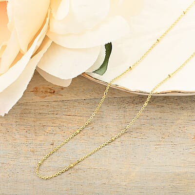 Italian 14K Yellow Gold Over Sterling Silver Cube Diamond-cut Chain Necklace 24 Inches 1.90 Grams