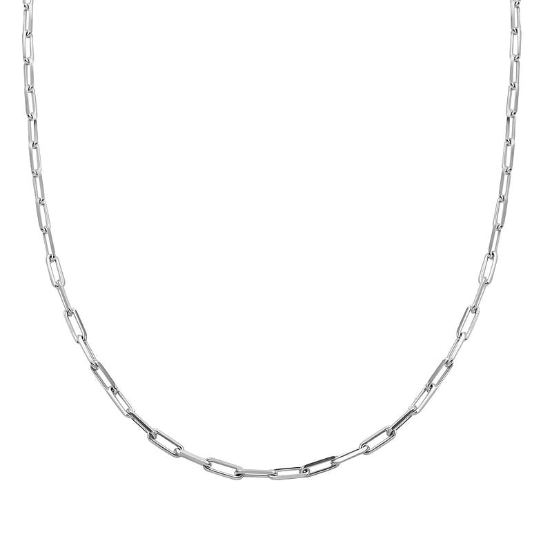 Italian Sterling Silver Paper Clip Chain Necklace 20 Inches 12.20 Grams