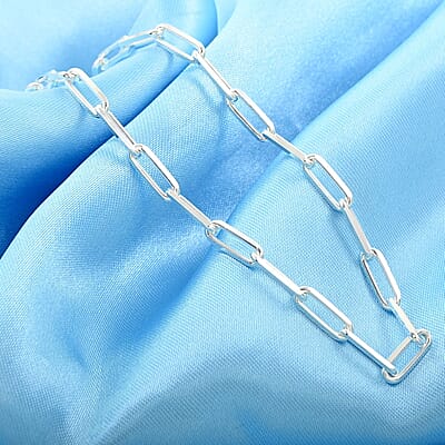 Italian Sterling Silver Paper Clip Chain Necklace 20 Inches 12.20 Grams